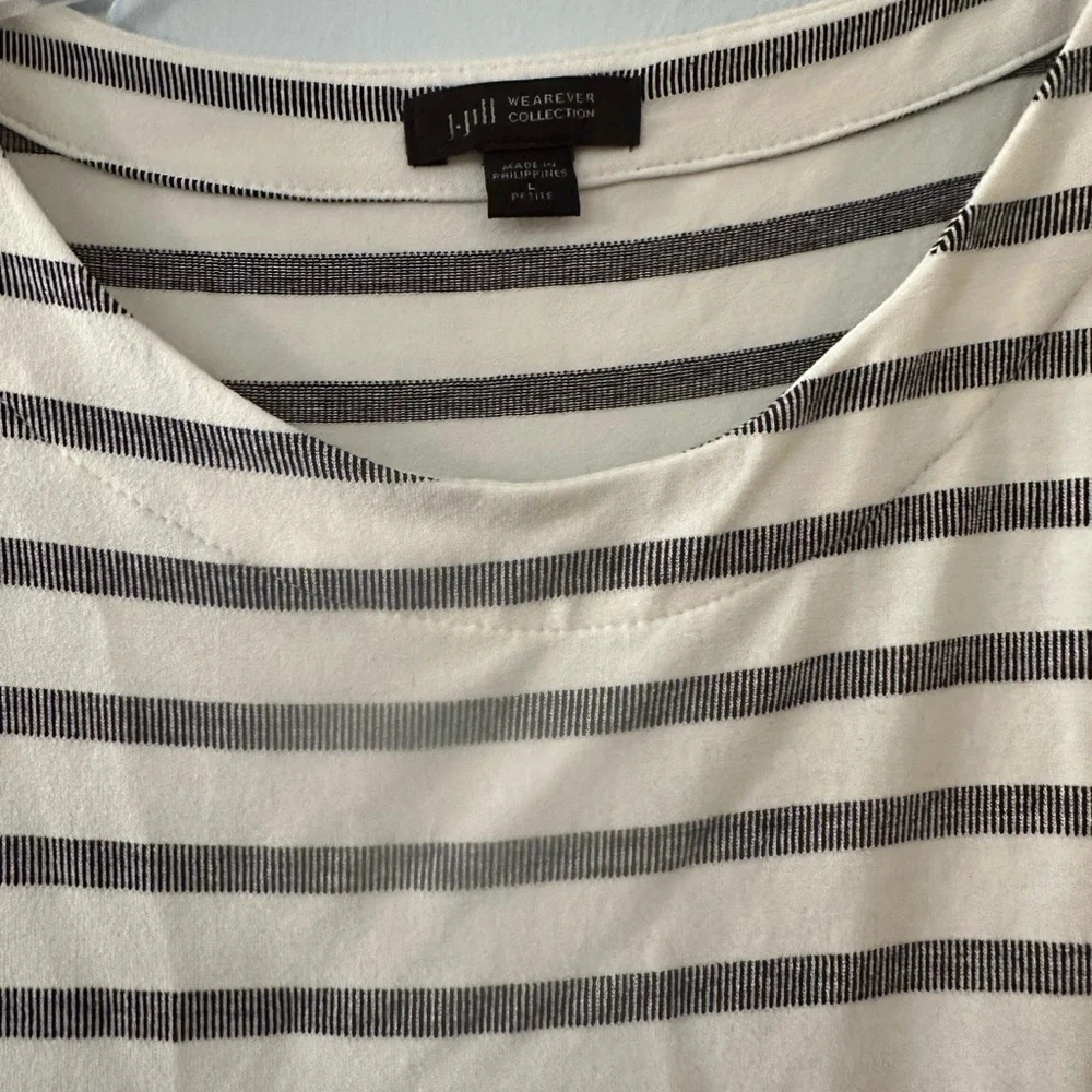 J. Jill Wearever sleeveless dress Black and White Striped. Size large petite. - Picture 5 of 9